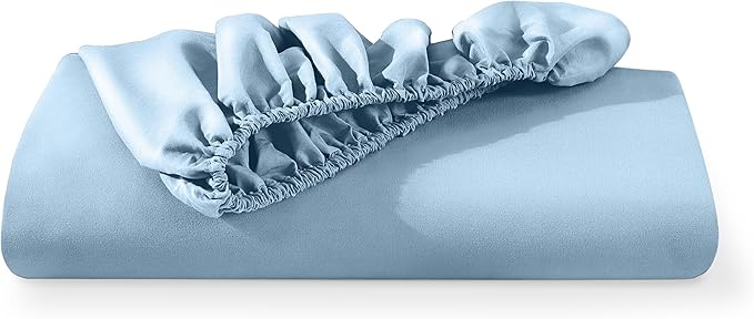 Bare Home Fitted Bottom Sheet Twin Size - Premium 1800 Microfiber - Ultra-Soft Hotel Luxury - Deep Pocket - Durable and Long Lasting (Twin, Light Blue)