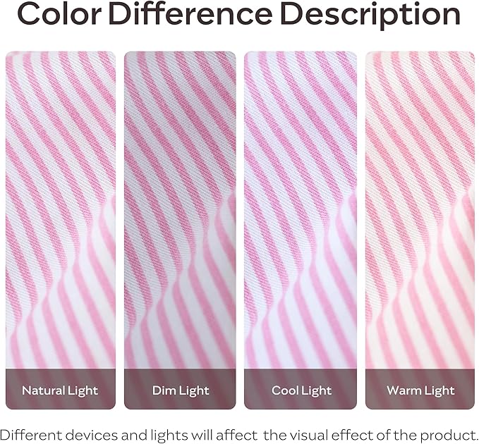 JELLYMONI 100% Natural Cotton 2pcs Striped Duvet Cover Sets,White with Pink Stripes Pattern Printed Comforter Cover,with Zipper Closure & Corner Ties(Twin Size)