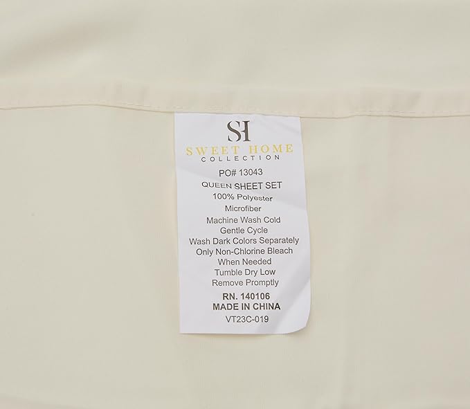 Queen Size Bed Sheets - Breathable Luxury Sheets with Full Elastic & Secure Corner Straps Built In - 1800 Supreme Collection Soft Deep Pocket Bedding, Sheet Set, EXTRA DEEP pocket - Queen, Ivory