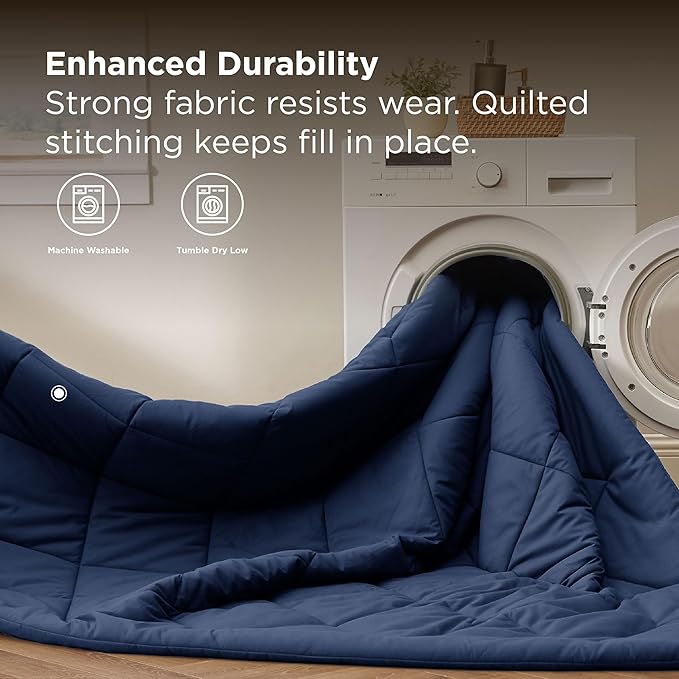 Bedsure 7 Pieces Queen Comforter Set Premium Series, Hotel Luxury Soft Bed in a Bag, Goose Down Alternative, Safe for Sensitive Skin Bedding Comforter All Season Medium Warmth, Navy Blue Queen Size