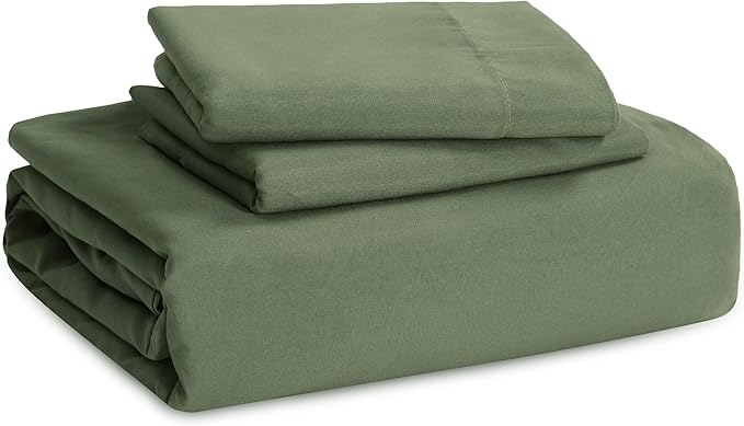 Bedsure Duvet Cover Full Size with Fitted Sheet - 4 Pieces Prewashed Cotton-Like Polyester Extra Soft Bedding Set, Includes 1 Duvet Cover 80x90 Inches, 2 Pillow Shams, 1 Fitted Sheet, Olive Green