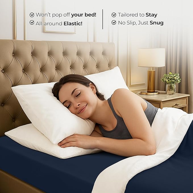 Utopia Bedding Full Fitted Sheet - Bottom Sheet - Deep Pocket - Soft Microfiber - Shrinkage and Fade Resistant - Easy Care -1 Fitted Sheet Only (Navy)