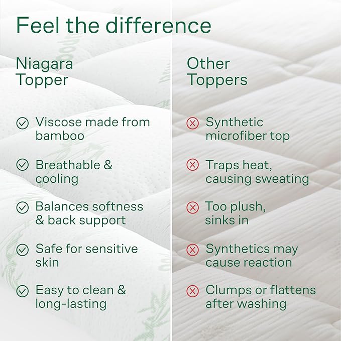 Ultra Soft Queen Size Mattress Topper - Viscose Made from Bamboo Pillow Top Mattress Pad for Back Pain Relief - Naturally Cooling for Hot Sleepers, Green