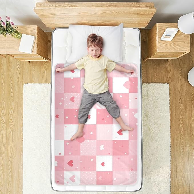 Waterproof Bed Pad Reusable Changing Pad Toddler Mattress Protector Large Pee Pad Baby Diaper Pad Soft Washable Liner Pink White Checkered Plaid Hearts Stripes