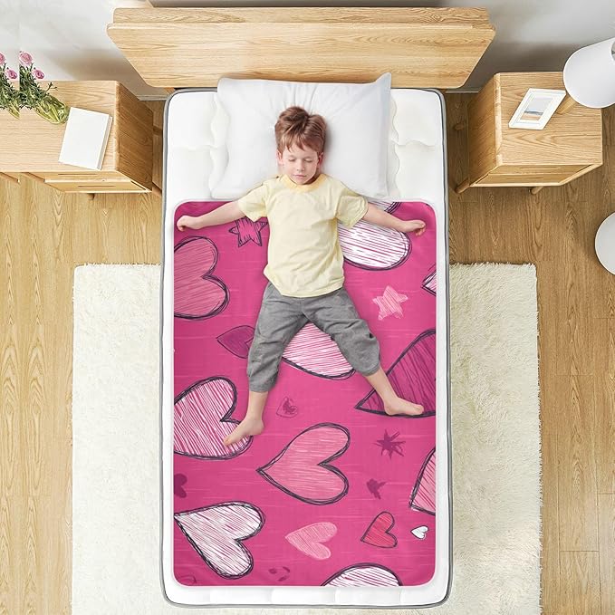 Waterproof Bed Pad Reusable Changing Pad Toddler Mattress Protector Large Pee Pad Baby Diaper Pad Soft Washable Liner Hot Pink Hearts and Stars