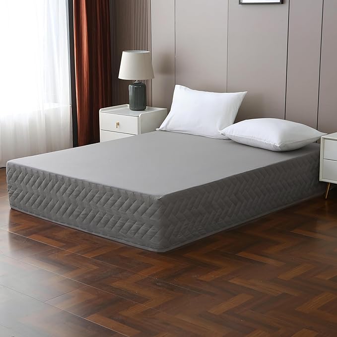Full Bed Skirt-Box Spring Cover with 14 Inch Tailored Drop,Wrinkle and Fade Resistant Hotel Wrap Around Bed Skirts,Bed Frame Cover (Checkered Gray, Full)