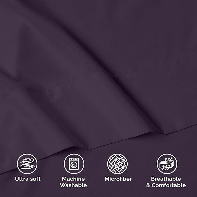 Luxury Flat Sheet on Amazon Elegant Comfort Wrinkle-Free 1500 Premier Hotel Quality 1-Piece Flat Sheet, Twin/Twin XL Size, Purple
