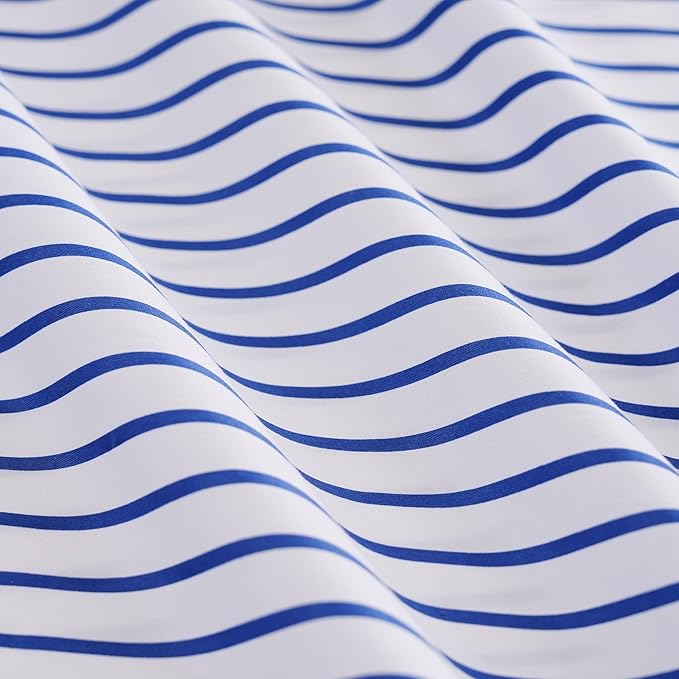 Twin Blue Striped Bed Sheet Set 3 Piece with 16-Inch Deep Pockets- Super Soft & Wrinkle Free Stripe Bed Sheets - Hotel Luxury Blue White Striped Pinstripe Bedding for All Season