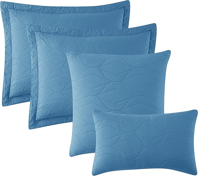 Hearth & Harbor Quilts King Size - All Season Bedspread Coverlet Set, Pinsonic Weave Lightweight Bedding Set - 5 Piece King Quilt Set with Pillow Shams, Ellipse - Blue Heaven