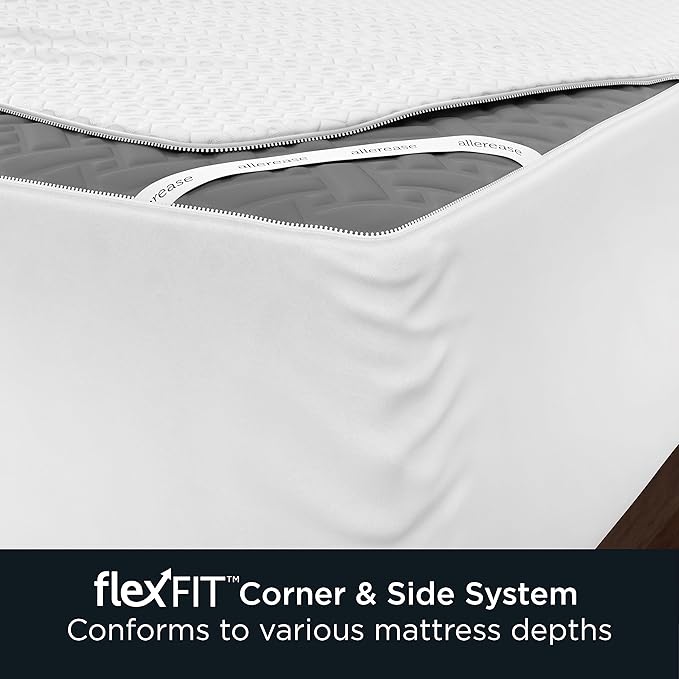 AllerEase Platinum Zip-Off Top Waterproof Mattress Protector King Size 360 Degree Zipper Allergen Barrier Temperature Balancing Luxurious Plush Top Separately Machine Washable Mattress Cover (White)