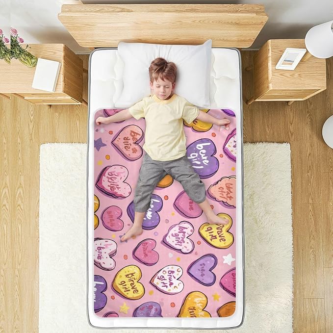 Waterproof Bed Pad Reusable Changing Pad Toddler Mattress Protector Large Pee Pad Baby Diaper Pad Soft Washable Liner Be Brave Girl Hearts Stars Dots