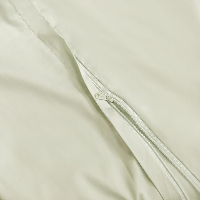 MooMee Duvet Cover Set 100% Extra Long Staple Cotton 600 Thread Count Silky Sateen Smooth Luxury Soft Breathable Durable Hotel Quality Bedding, 3 Pieces (Mint Green, Queen 90"x90")