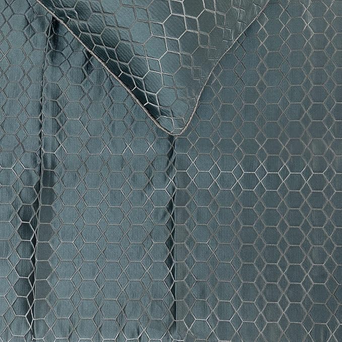 The HomeCentric King Queen Twin Blue Designer CA King 86"x18" Bed Runner Without Pillow Cover, Hexagon Pattern Bed Scarf on Jacquard Fabric - Hexagon Lagoon