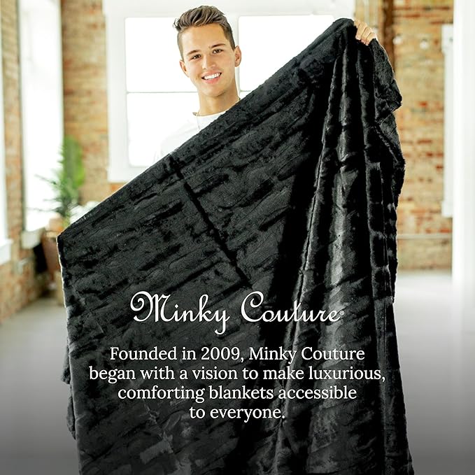 Minky Couture Sorbet Blanket - Ultra-Soft Throw for Silky Smooth Comfort - Premium Decorative Throw Blanket - Midweight, Breathable Fabric - Machine Washable Adult, Black