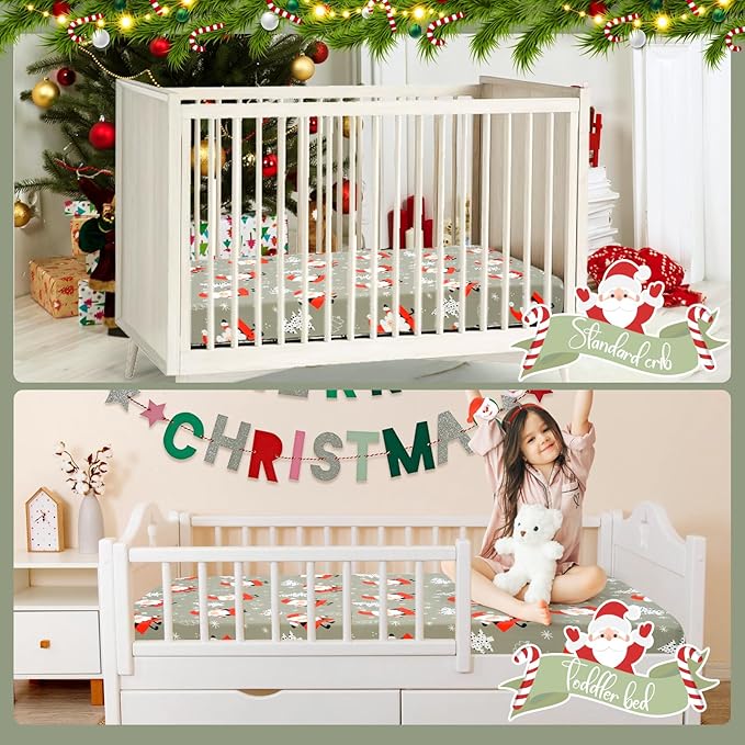 UOMNY Crib Sheet Christmas Fitted Crib Sheets Baby Sheet for Standard Crib and Toddler Mattresses Nursery Bedding Sheet Crib Mattress Sheets for Boys and Girls 1 Pack Space Toddler Sheet