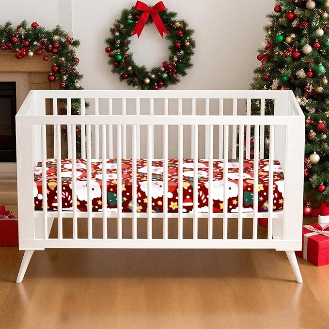 UOMNY Crib Sheet, Christmas Crib Sheets Baby Sheet for Standard Crib and Toddler Mattresses Nursery Bedding Sheet Crib Mattress Sheets for Boys and Girls 1 Pack Toddler Sheet