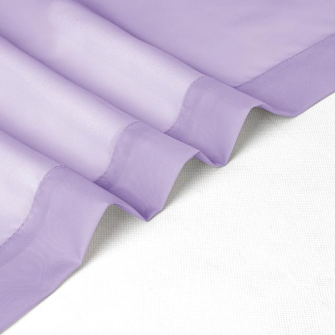 Chyhomenyc Lilac Sheer Curtains 45 Inch Long 2 Panels, Light Filtering Rod Pocket Voile Short Curtains Drapes for Living Room Bedroom Small Windows, 42Wx45L Inches