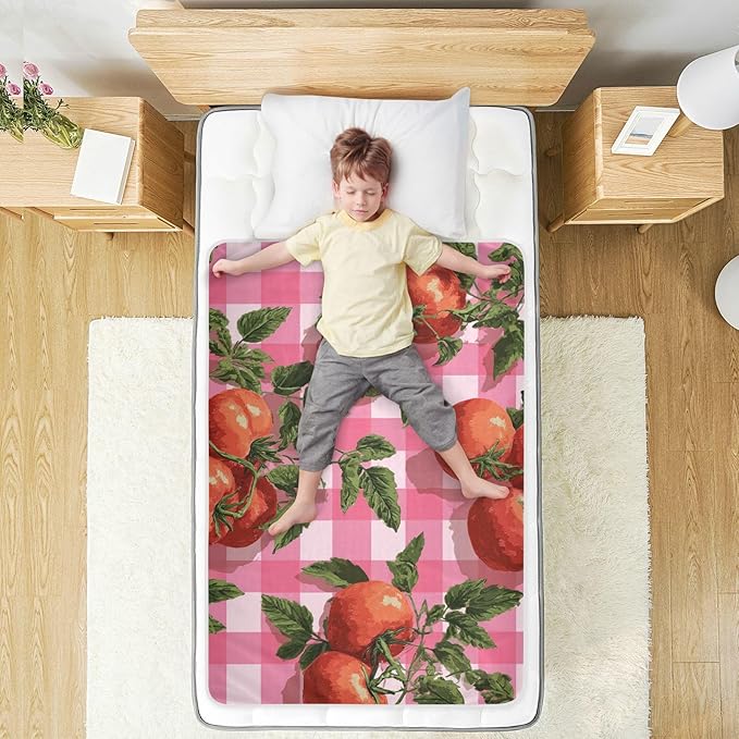 Waterproof Bed Pad Reusable Changing Pad Toddler Mattress Protector Large Pee Pad Baby Diaper Pad Soft Washable Liner Pink Cute Checkered Tomato