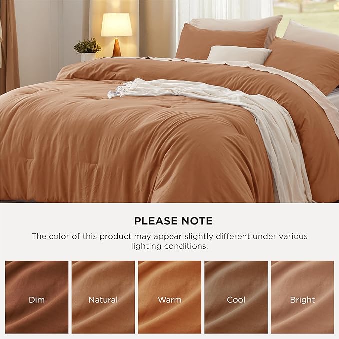 Bedsure King Comforter Set, Pumpkin Soft Prewashed Bedding for All Seasons, 3 Pieces GentleSoft™ Bed Set, 1 Lightweight Comforter (104"x90") and 2 Pillowcases (20"x36")