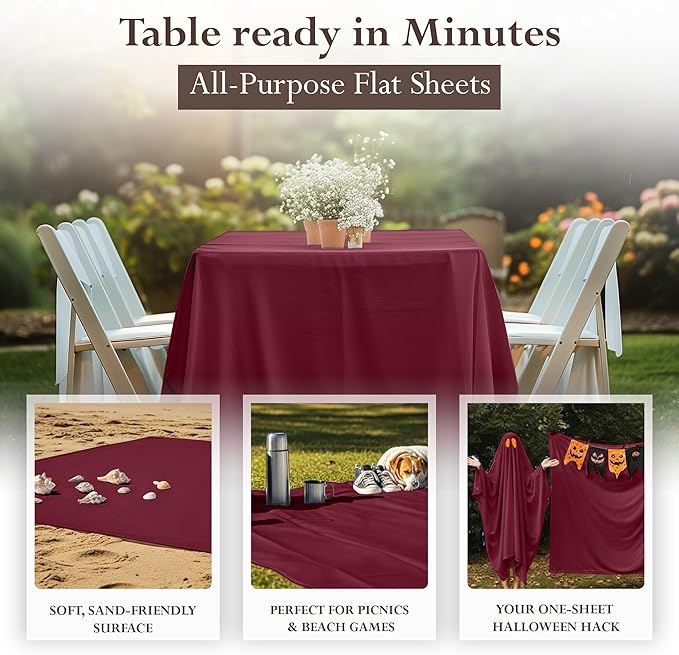 Utopia Bedding Flat Sheet - 1 Pack (Twin, Burgundy)- Soft Brushed Microfiber Fabric - Shrinkage & Fade Resistant Top Sheet - Easy Care Bed Sheet