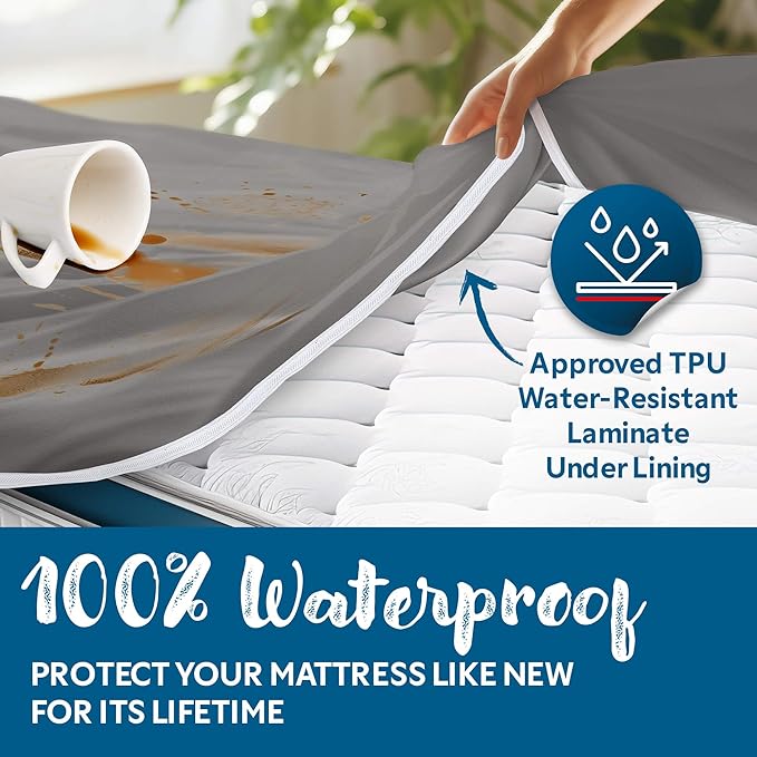 Guardmax Jersey Knitted Short Queen Zippered Mattress Encasement - Waterproof & Bed Bug Proof Mattress Protector - Comfortable, Soft, and Noiseless Zippered Bedding - Dust Mite P0roof (60 x 75 x 12)