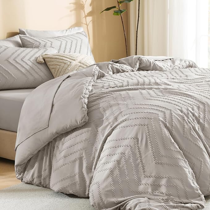 Litanika Linen King Size Comforter Set with Sheets - 7 Pieces Bed in a Bag King Boho Tufted Complete Bedding Sets with Comforter, Sheets, Pillowcases & Shams