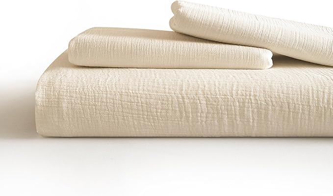SE SOFTEXLY Muslin Duvet Cover Queen Size, 100% Washed Cotton Duvet Cover Set, Ultra Soft Comforter Cover Linen Like, 3 Pieces Minimalist Gauze Duvet Cover with 2 Pillowcases, 80"x90", Off-White