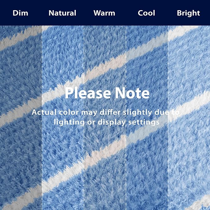 DEZ FURNISHINGS Oversized Cozy Knit Look Cloud-Soft Plush Printed Fleece Throw Blanket, Lightweight & Breathable, Queen (90" x 90"), Persian Blue Stripe