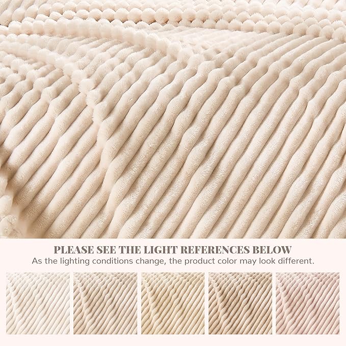 Beige Fleece Twin Size Blanket for Bed, Super Soft Cozy Blanket for Home Decor, Perfect Cozy Gifts for Women Men Gifts, Lightweight All Season Bed Blanket, 60x80 Inches