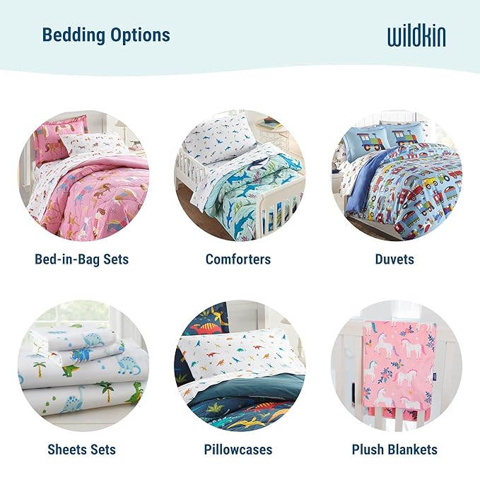 Wildkin 100% Cotton Toddler Sheet Set – Soft & Cozy Bed Sheets - Dinosaur Land