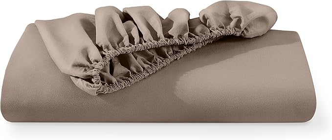 Bare Home Fitted Bottom Sheet Twin Size - Premium 1800 Microfiber - Ultra-Soft Hotel Luxury - Deep Pocket - Durable and Long Lasting (Twin, Taupe)