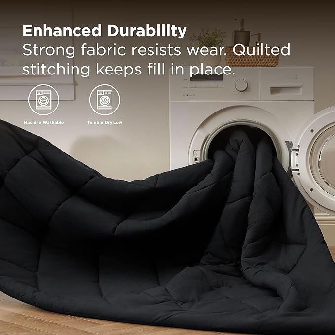 Bedsure 7 Pieces Full Comforter Set Premium Series, Hotel Luxury Soft Bed in a Bag, Goose Down Alternative, Safe for Sensitive Skin Bedding Comforter All Season Medium Warmth, Black Full Size