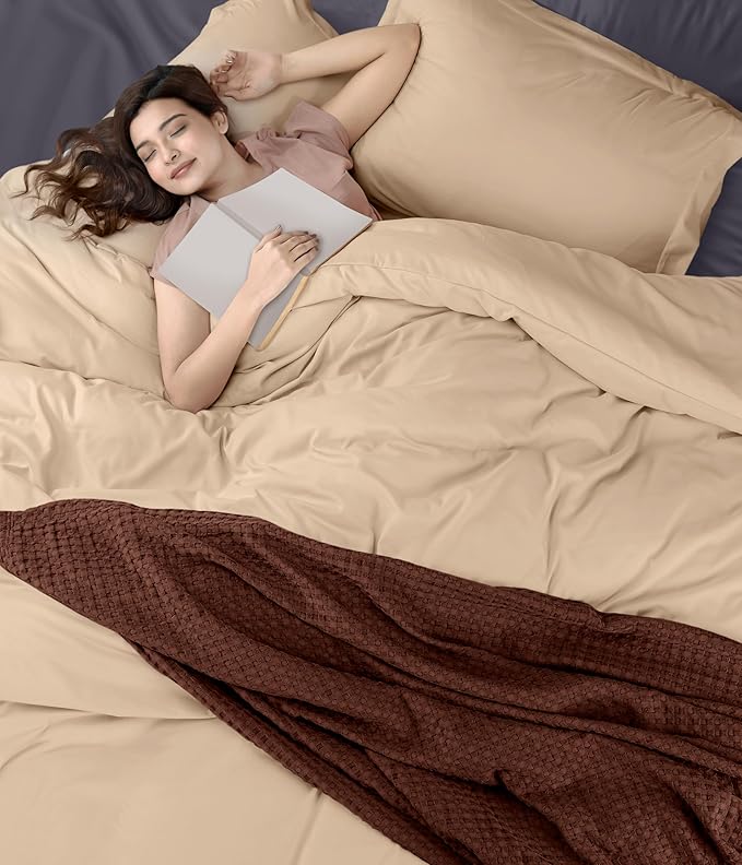 Utopia Bedding Duvet Cover Full Size - 3 Piece with Zipper Closure - 1 Comforter Cover 80X90 Inches & 2 Pillow Shams 20X26 Inches (Beige) Comforter Not Included