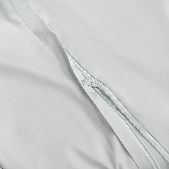 MooMee Duvet Cover Set 100% Extra Long Staple Cotton 600 Thread Count Silky Sateen Smooth Luxury Soft Breathable Durable Hotel Quality Bedding, 3 Pieces (Baby Blue, Queen 90"x90")