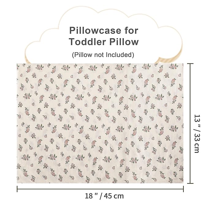 NTBAY 2 Pack 100% Natural Jersey Cotton Toddler Pillowcases, Super Soft and Breathable Travel Pillow Cases with Envelope Closure for Nursery, 13x18 Inches, Pink and Ivory Floral
