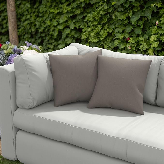 Covers & All Sunbrella Outdoor Throw Pillows, Pack of 2 Water Resistant & UV Fade Resistant Premium Square Throw Pillows (Inserts with Covers) for Indoor & Outdoor Use,16" x 16" Spectrum Graphite
