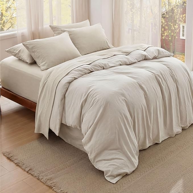 Bedsure Deep Pocket Queen Sheets - 6 Piece, Prewashed Ultra-Soft Queen Sheet Set, Fits Mattresses Up to 18 Inches Thick, Breathable & Secure Fit, Hotel Luxury Bedding, Linen