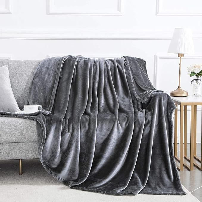 MOONLIGHT20015 Fleece Blanket 16 Pack - Super Soft Fuzzy Grey Throw Blanket for Couch and Sofa - Lightweight Luxury 400 GSM Microfiber Fluffy Bed Blankets and Throws, 50 x 60 Inches (Throw/Travel)
