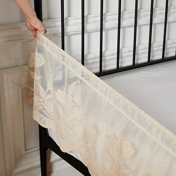 WARM HOME DESIGNS Bed Skirt for Queen Bed. Our Gold Bed Skirt Goes Great with Farmhouse or Victorian Bedding. Lace Dust Ruffle for Any Bedroom Decor. DO Linen Queen