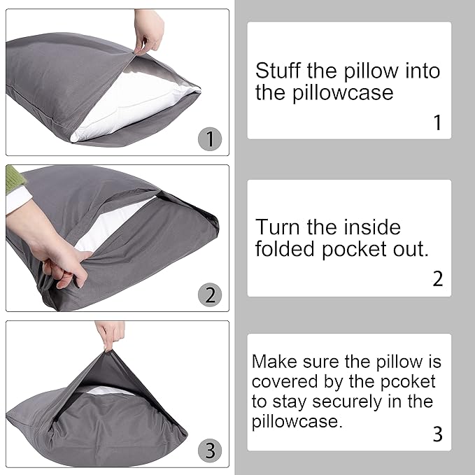 NTBAY Organic Cotton Toddler Pillowcases - Super Soft & Breathable Jersey Cotton Toddler Pillow Cases, 13”x18” Pillow Cases with Envelope Closure, Jet