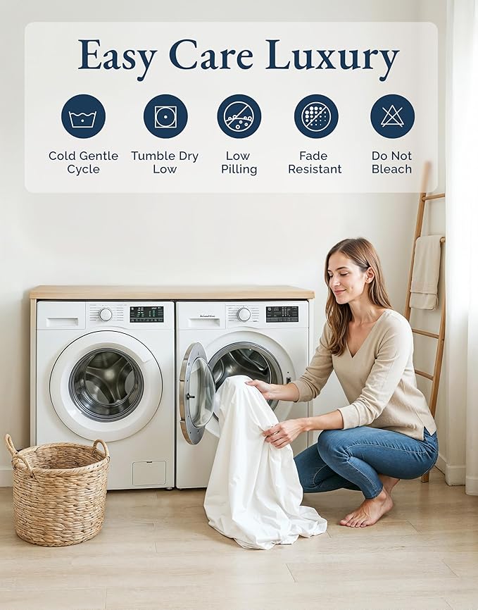 LANE LINEN Eco Friendly 100% Organic Cotton Queen Sheet Set, Soft & Comfy Fully Elasticized 15" Deep Pocket Bed Sheets, Low Pill Naturally Cooling Machine Wash Sábanas Queen- White Bed Sheets