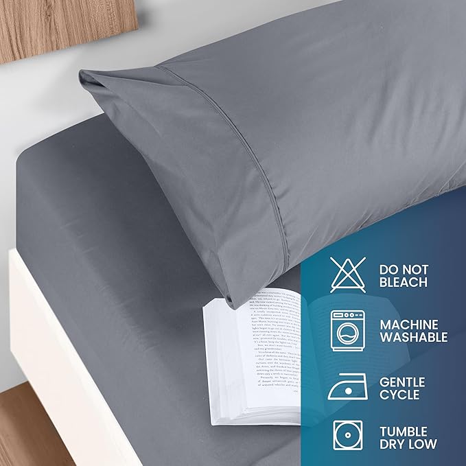 Utopia Bedding Twin Size 3 Piece Sheet Set - Brushed Microfiber - Soft Bed Sheets for Twin Size Bed Set - Includes 1 Fitted, 1 Flat, & 1 Pillow Case - Deep Pocket (Grey)