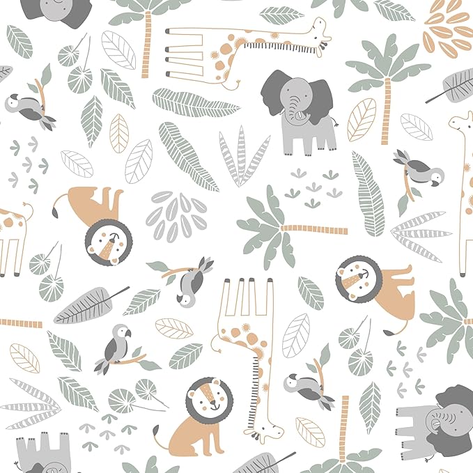 Lambs & Ivy Jungle Friends 100% Cotton Safari Animals Baby Fitted Crib Sheet
