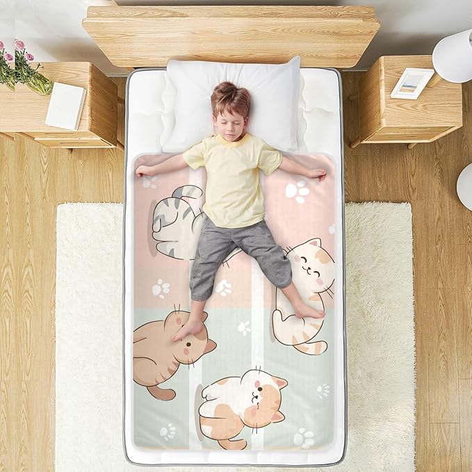Waterproof Bed Pad Reusable Changing Pad Toddler Mattress Protector Large Pee Pad Baby Diaper Pad Soft Washable Liner Pink Kitten Stripe