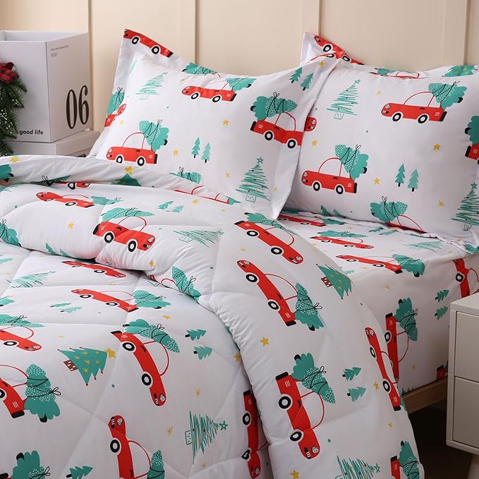 JSD Cars Kids Comforter Set Twin Size, Soft Lightweight Printed Microfiber Beddings Machine Washable Oeko-TEX Certified
