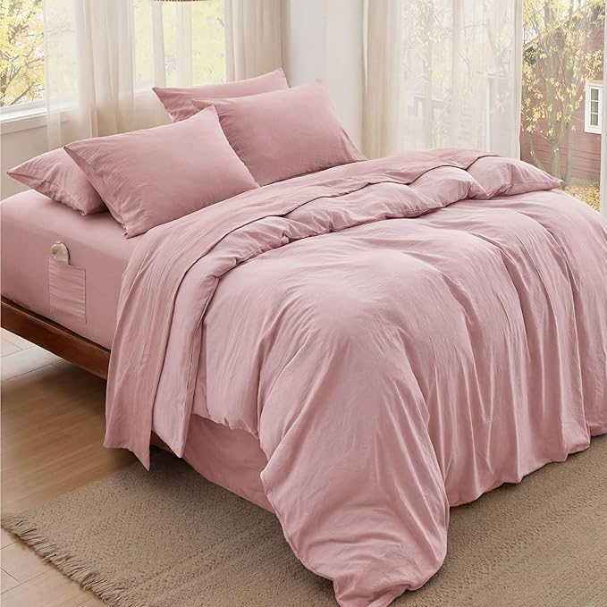 Bedsure Deep Pocket King Sheet Set - 6 Piece, Prewashed Ultra-Soft King Size Sheets Set, Fits Mattresses Up to 18 Inches Thick, Breathable & Secure Fit, Hotel Luxury Bedding, Light Pink