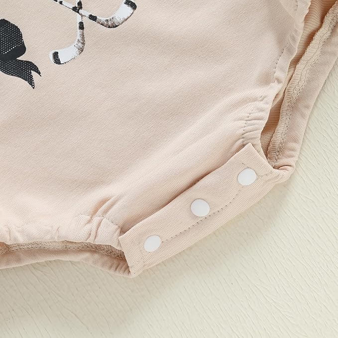 Newborn Infant Baby Girl Game Day Outfit Bows Hockey Onesie One Piece Long Sleeve Romper Winter Clothes