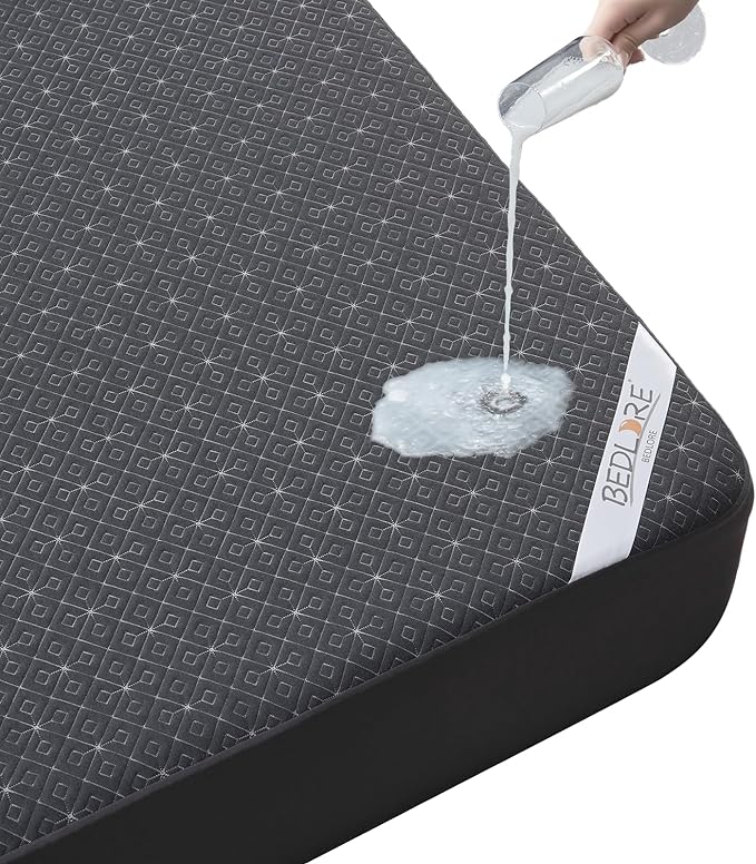 BEDLORE King Mattress Protector, Waterproof Noiseless Mattress Cover with Deep Pocket for 6-18 inches Mattress, Soft Breathable Mattress Pad Machine Washable (Dark Gray)