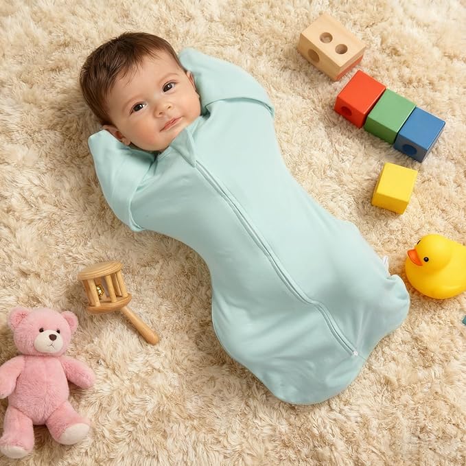 MEXXI Swaddle Baby Sleep Sack With Arms Up, 2 Pack Baby Transitional Swaddle with Double Zipper,0.5 TOG