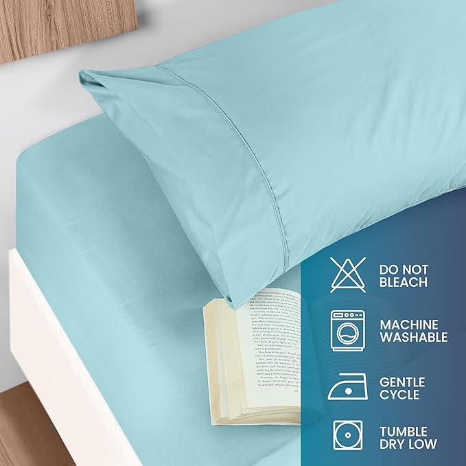Utopia Bedding Twin Sheets Set - Brushed Microfiber - Soft Bed Sheets for Twin Size Bed Set - Includes 1 Fitted, 1 Flat, & 1 Pillow Case - Deep Pocket (Spa Blue)